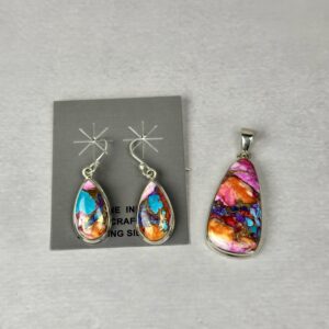 Pink Spiny Oyster Droplet Set (.925 Earrings + Pendant)