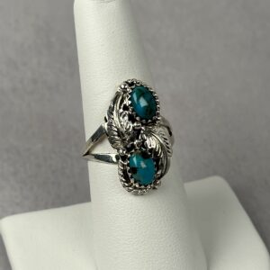 Kingman Turquoise Ring – Navajo Made – Annette Martinez – Sz 7.5