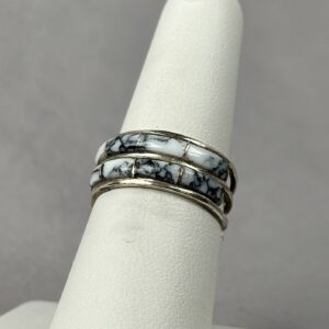 White Buffalo Inlay Ring – Navajo Made – Debbie Livingston – Sz 7