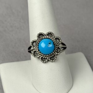 Kingman Turquoise Ring – Navajo Made – Jimmy Picotte – Sz 9