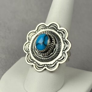 Kingman Turquoise Ring – Navajo Made – Size 10.5