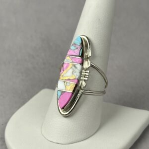 Cotton Candy Inlay Ring – Navajo Made – Brandon Etcity – Size 9.5