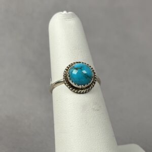 Kingman Turquoise Ring – Navajo Made – Esther White – Size 6