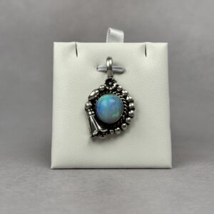 Light Blue and Green Ethiopian Opal Pendant - Navajo Made - Homer Begay