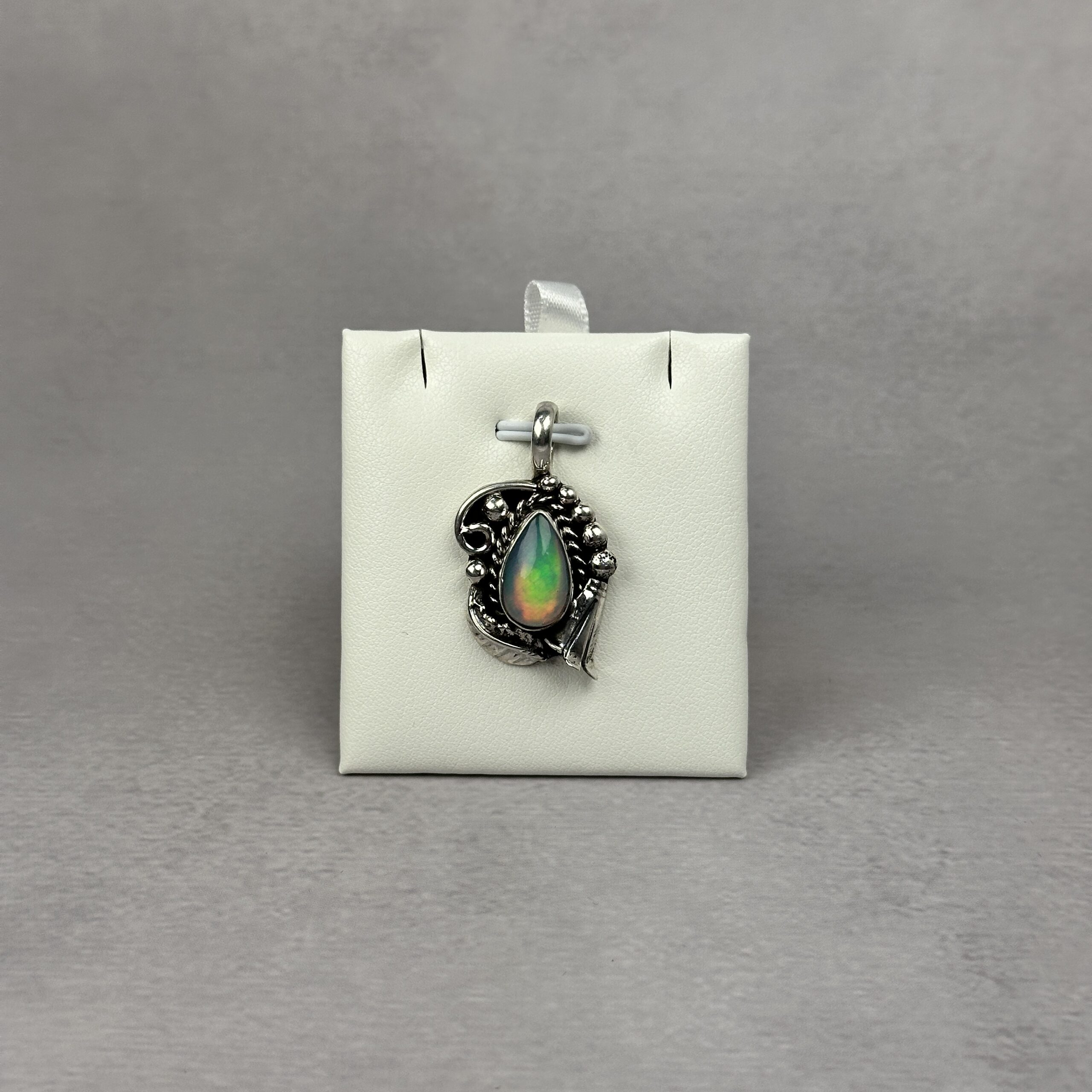 Light Blue Fire Ethiopian Opal Pendant - Navajo Made - Homer Begay - Image 4