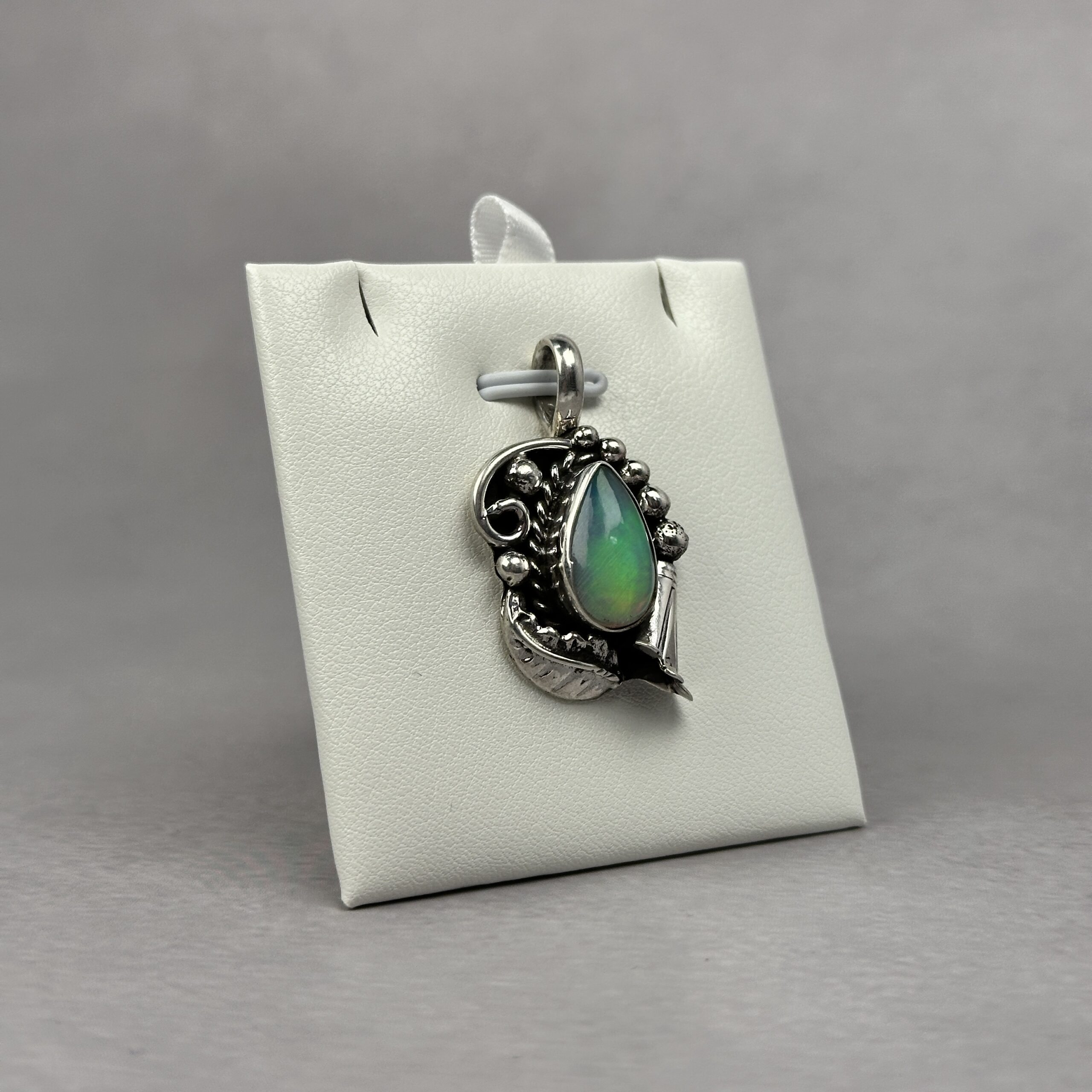 Light Blue Fire Ethiopian Opal Pendant - Navajo Made - Homer Begay - Image 3