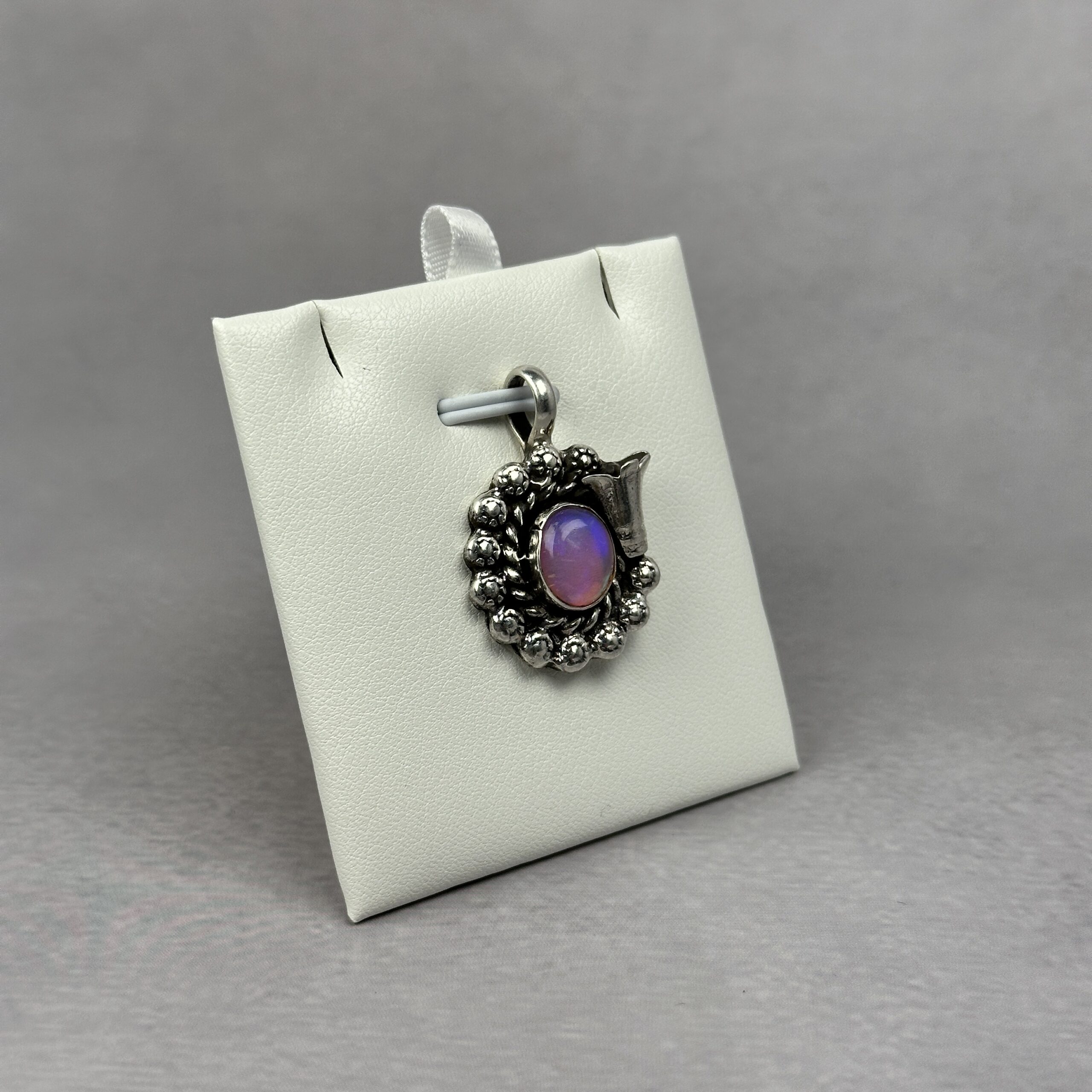 Pink toned Ethiopian Opal Pendant - Navajo Made - Homer Begay - Image 2