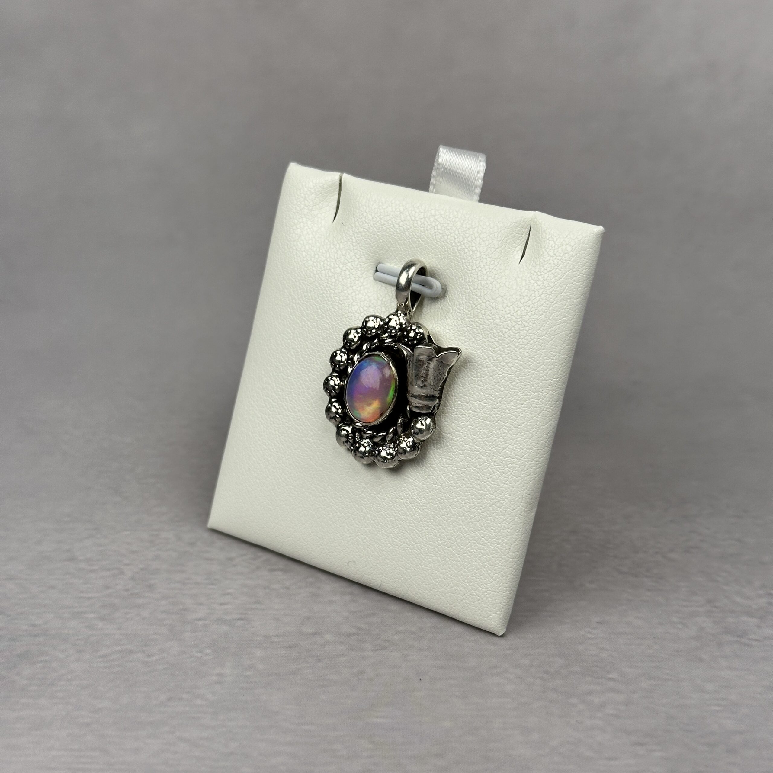 Pink toned Ethiopian Opal Pendant - Navajo Made - Homer Begay - Image 3
