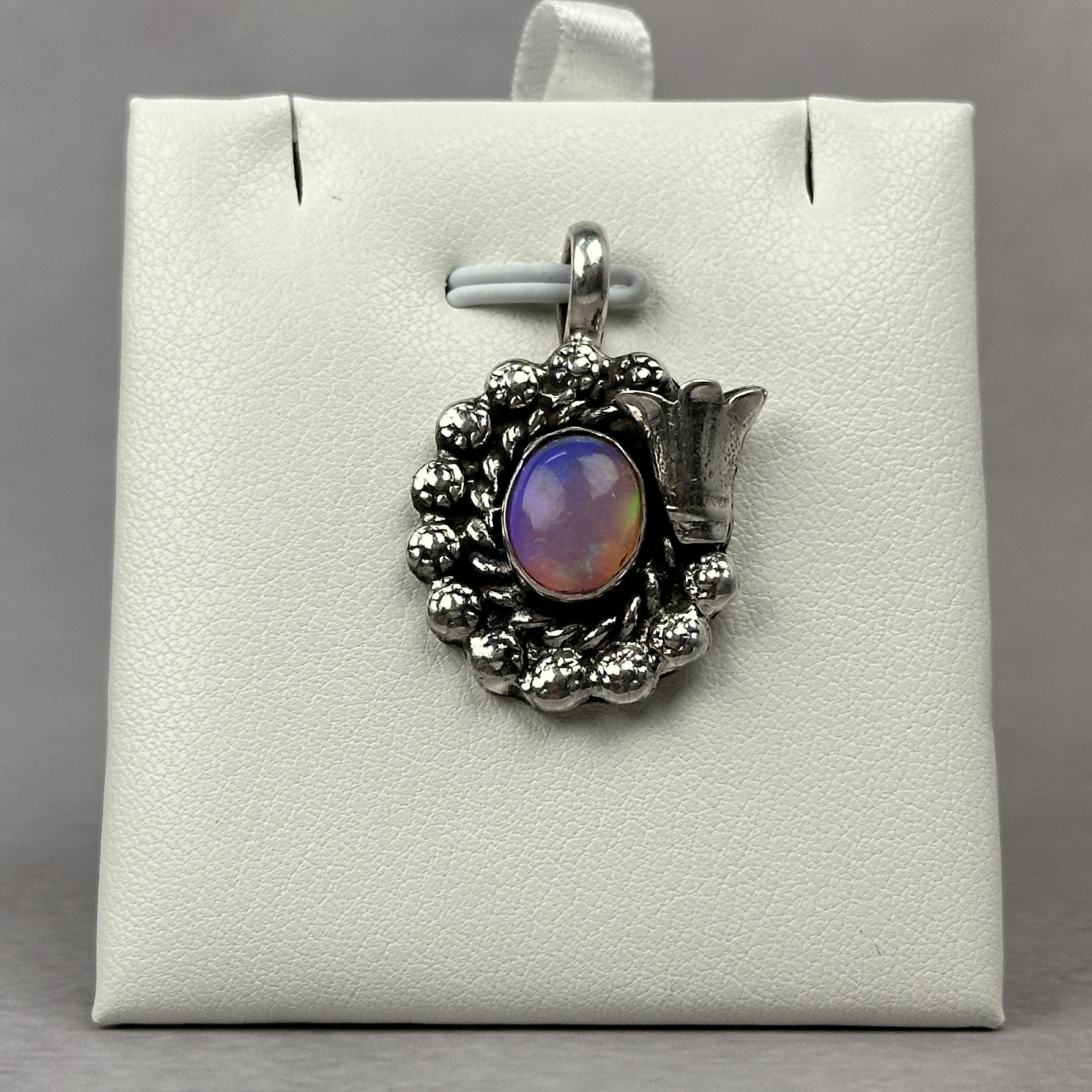Pink toned Ethiopian Opal Pendant - Navajo Made - Homer Begay
