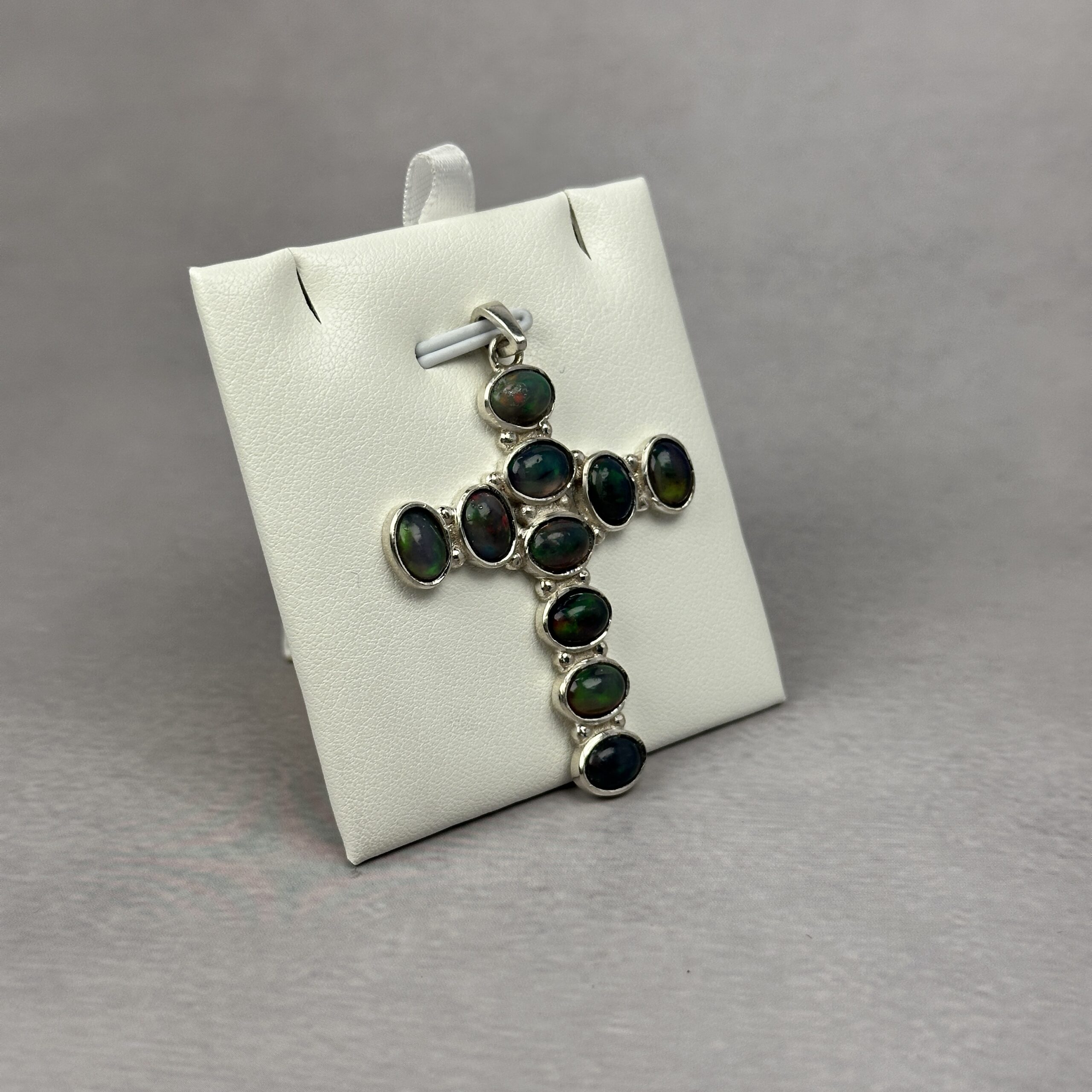 Ethiopian Opal Cross Pendant - Navajo Made - Homer Begay - Image 4