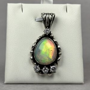 Fiery Full Spectrum 10ctw Ethiopian Opal Pendant - Navajo Made - Homer Begay