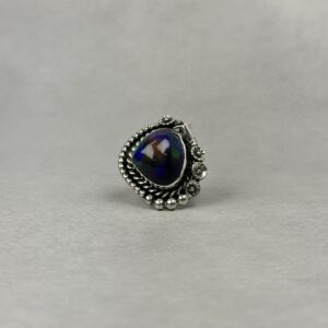 Smoked Full Spectrum 10ctw Ethiopian Opal Ring - Navajo Made - Homer Begay - sz 7