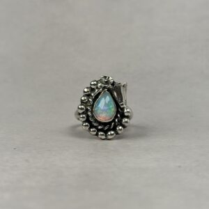 Fiery Bluish Pink 1ctw Ethiopian Opal Ring - Navajo Made - Homer Begay - sz 8