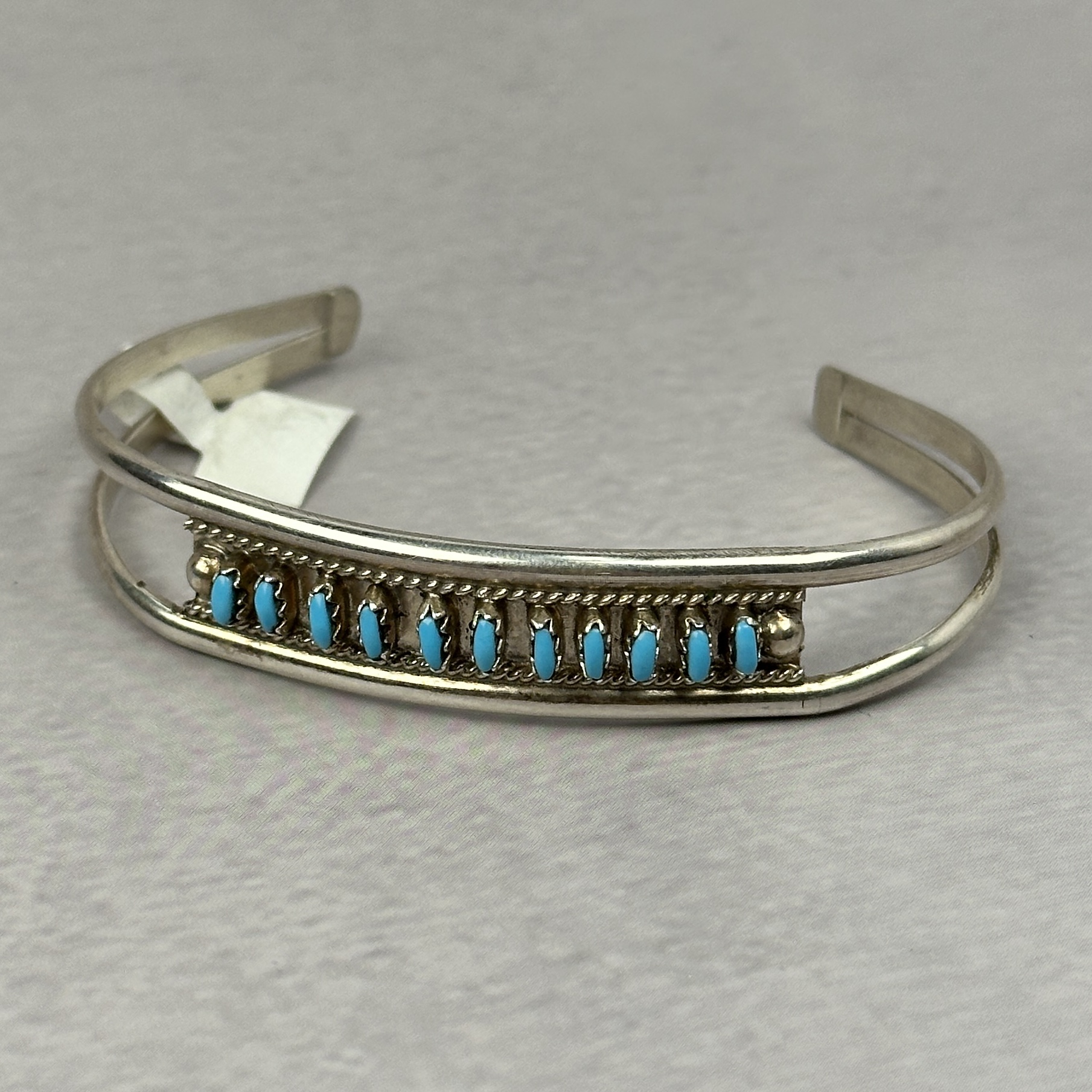11-Stone Turquoise Inlay Cuff – Zuni Made - 1 1/4" gap