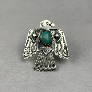 Kingman Turquoise Thunderbird Ring – Navajo Made - Tim Yazzie - sz 9 1/2