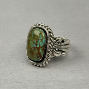 Large Kingman Turquoise Ring – Navajo Made - Genevie Burnside - sz 13