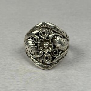 Large Silver Floral Ring – Navajo Made - sz 10 1/4