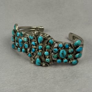 Vintage Turquoise Cluster Cuff - Zuni Made - 1" gap