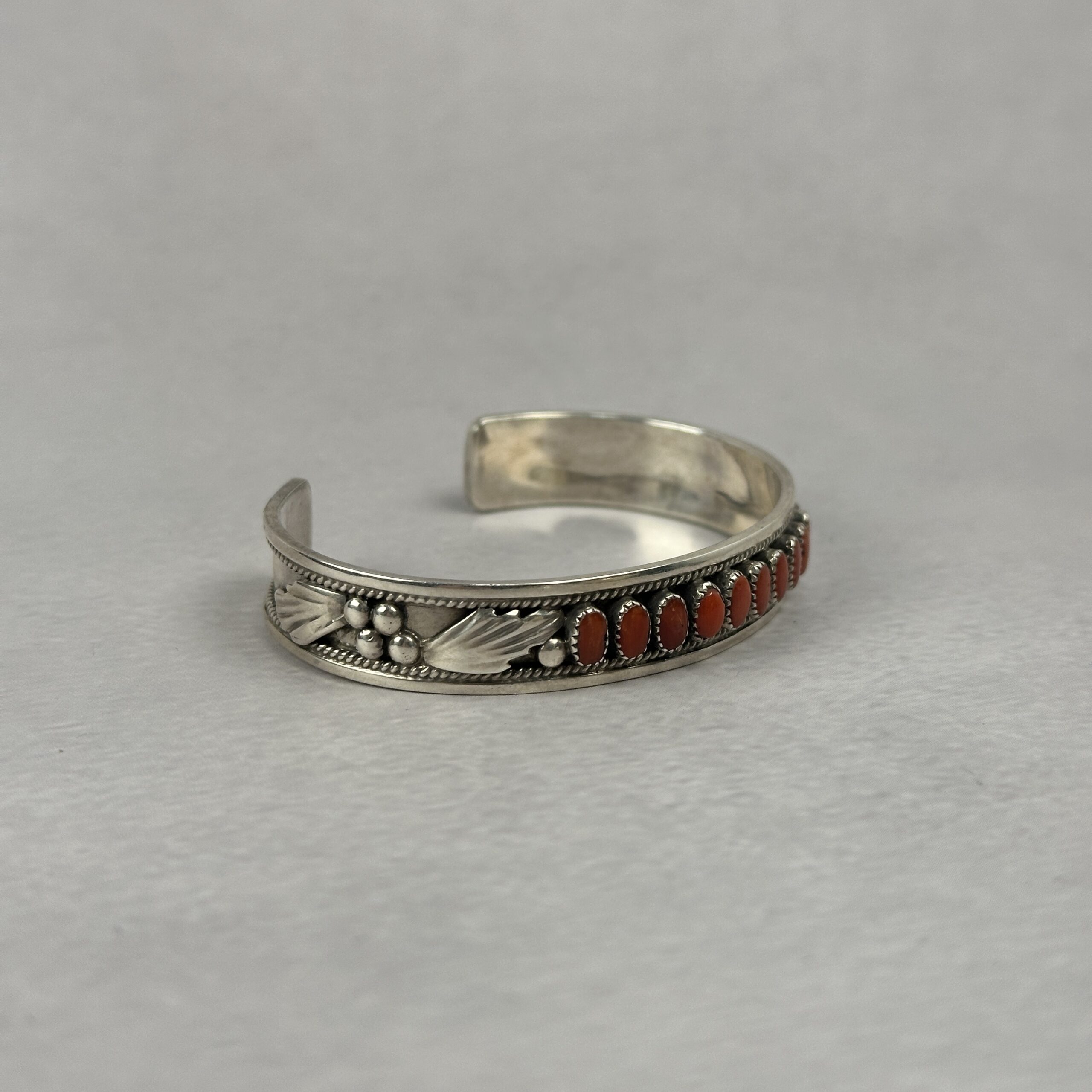 Coral 10 Stone Cuff - Navajo Made - 1" gap - Image 2