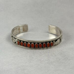 Coral 10 Stone Cuff - Navajo Made - 1" gap