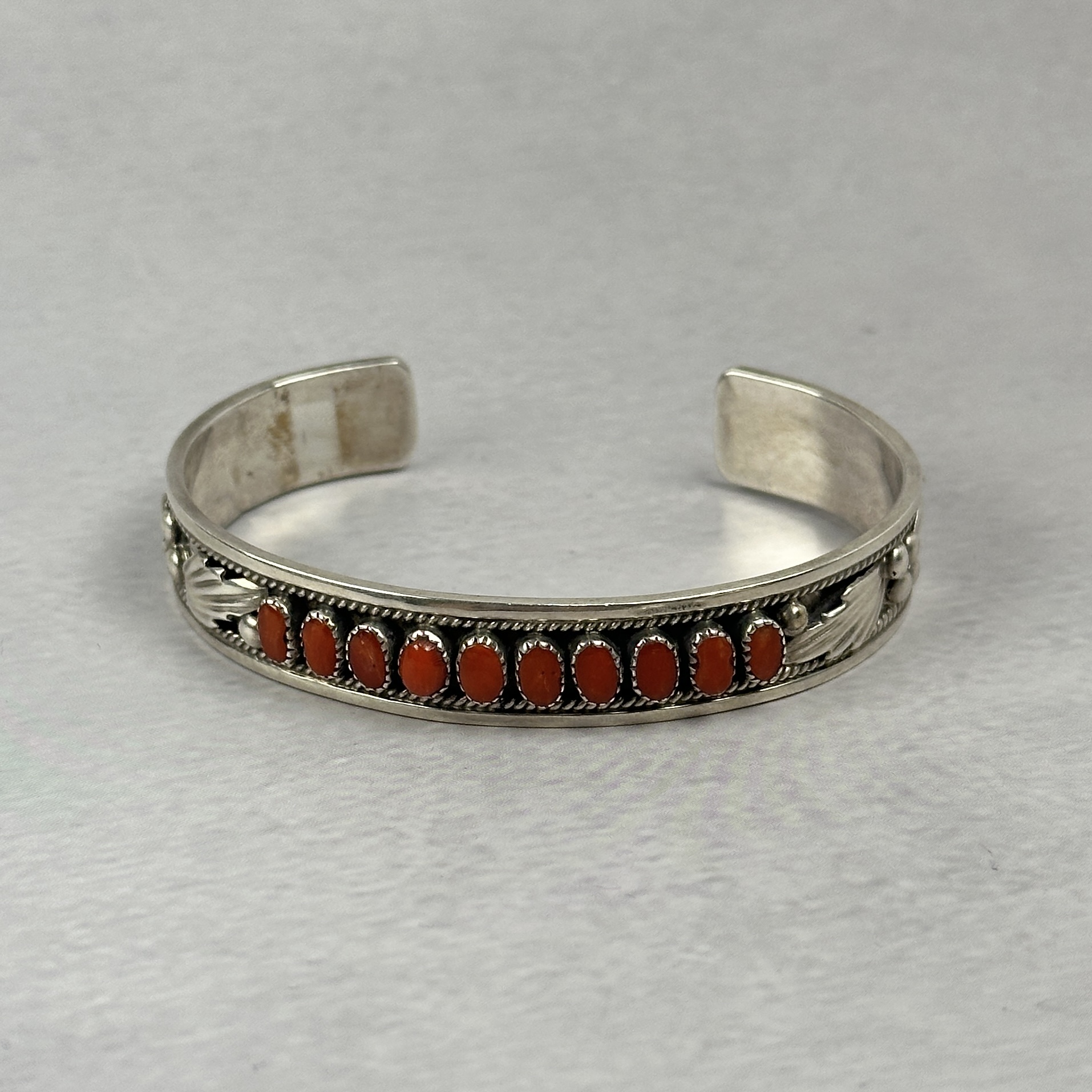 Coral 10 Stone Cuff - Navajo Made - 1" gap