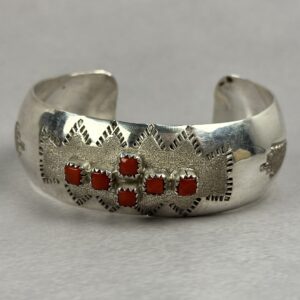 Large Coral Crossfire Statement Cuff - Navajo Made - 1" gap