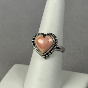 Pink Conch Heart Ring - Adjustable