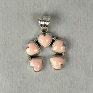 5 Stone Pink Conch Heart Pendant - Handmade - 7mm Bail