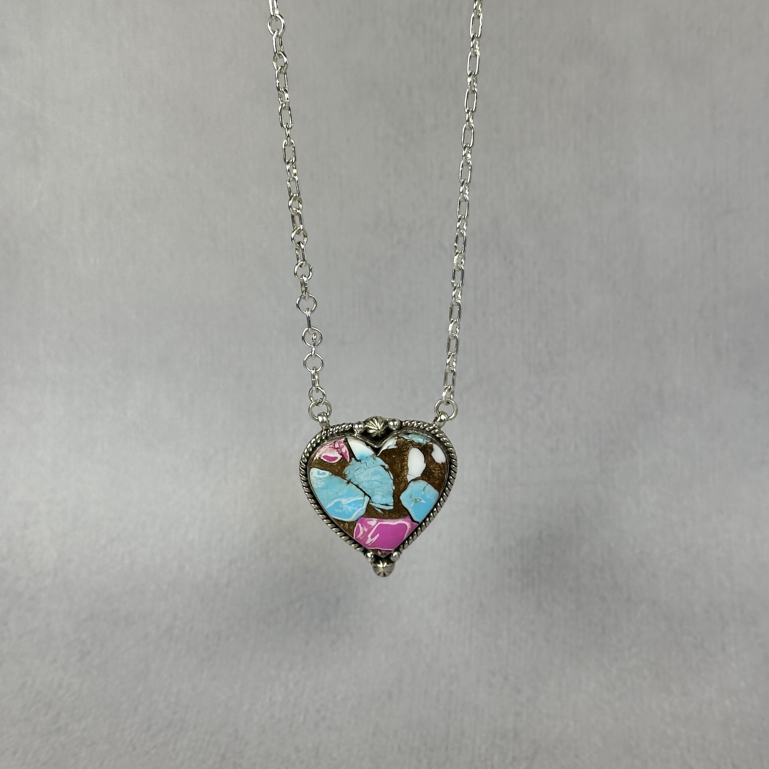 Cotton Candy Heart Necklace - Handmade - Fully Adjustable - Image 3