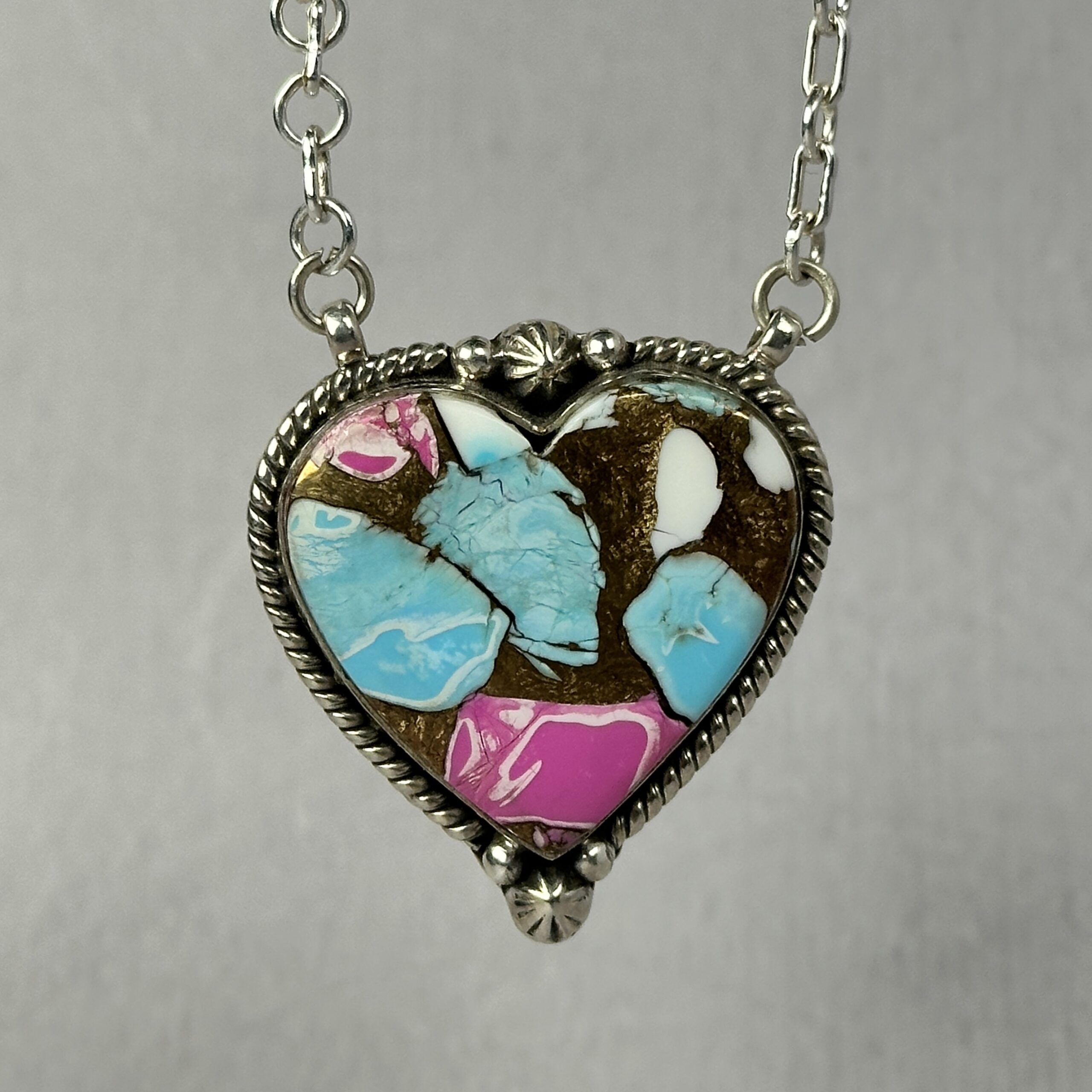 Cotton Candy Heart Necklace - Handmade - Fully Adjustable - Image 2