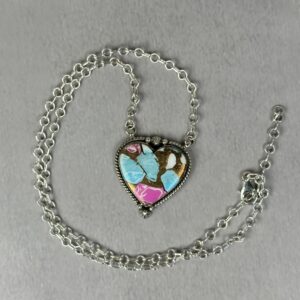 Cotton Candy Heart Necklace - Handmade - Fully Adjustable
