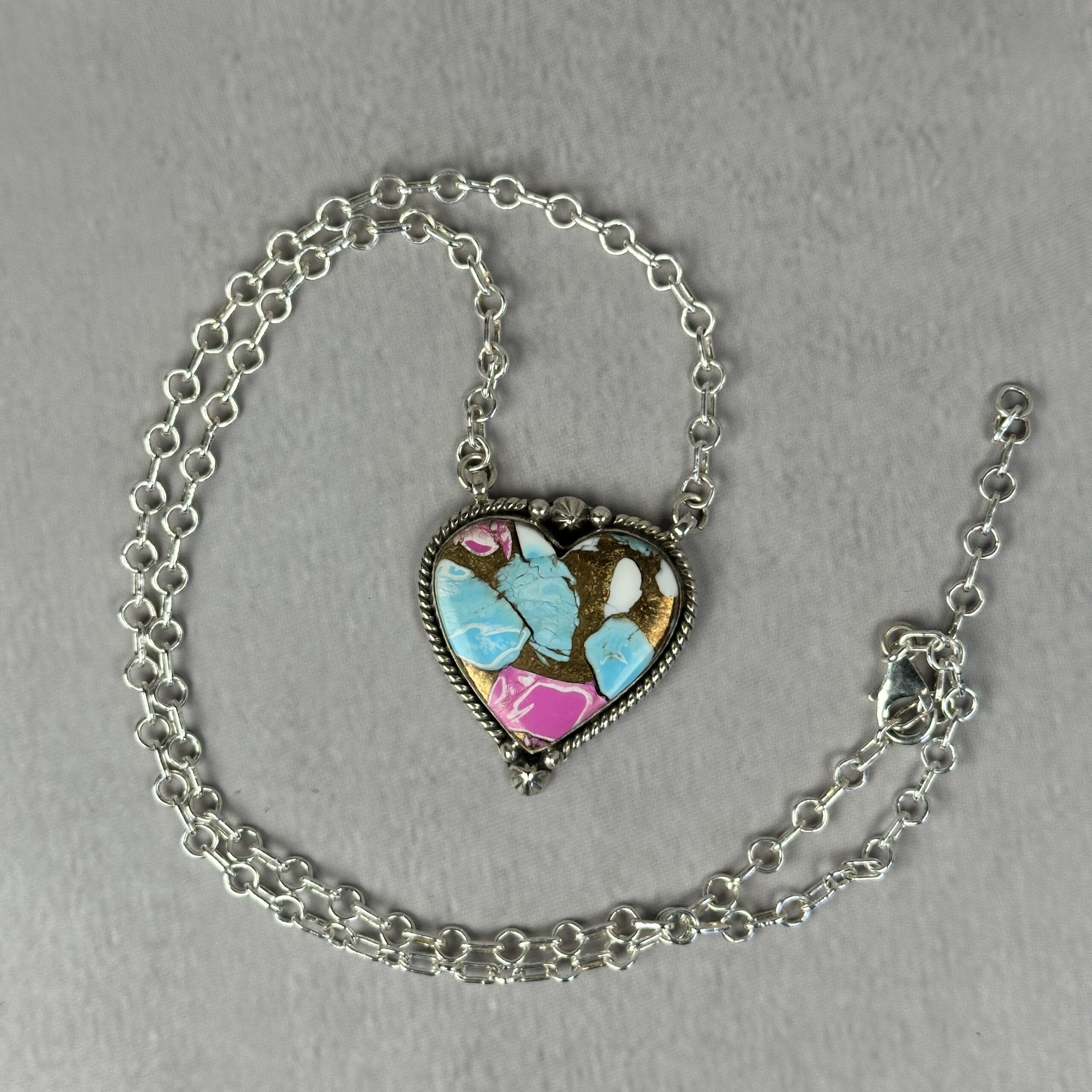 Cotton Candy Heart Necklace - Handmade - Fully Adjustable