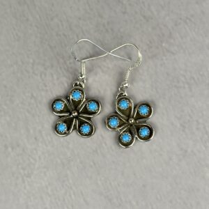 5 Stone Turquoise Flower Earrings - Navajo Made - Felicia Charley
