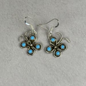 4 Stone Turquoise Butterfly Earrings- Navajo Made - Felicia Charley