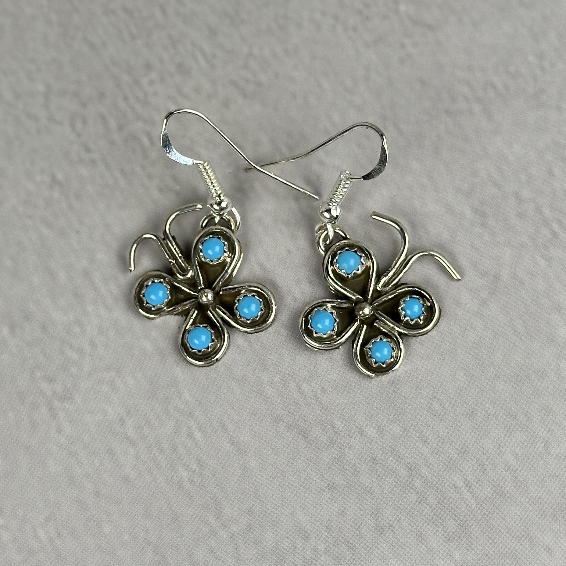 4 Stone Turquoise Butterfly Earrings- Navajo Made - Felicia Charley