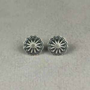Small Silver Concho Stud Earrings - Handmade .925