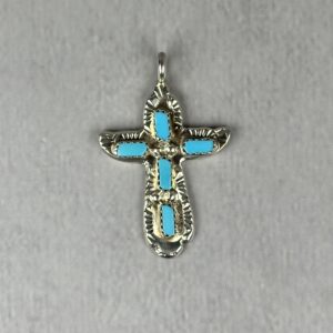 Turquoise Cross Pendant - 3.5mm Bail - Zuni Made - Cecilia Iule