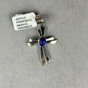Blue Lapis Cross Pendant - 5.4mm Bail - Navajo Made - Jerold Fransisco