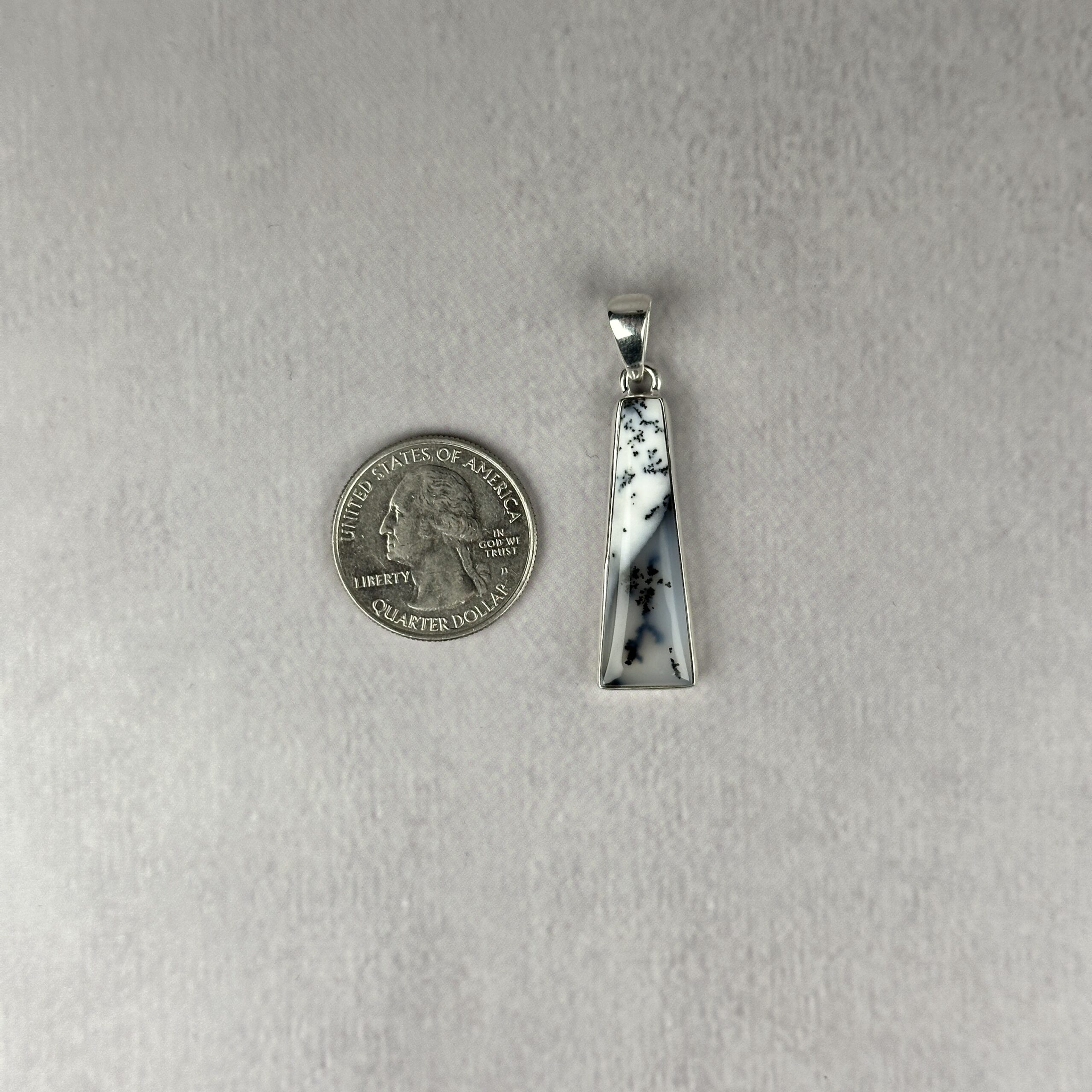 Slim Turkish Dendritic Opal Pendant - 6mm Bail - Handmade .925