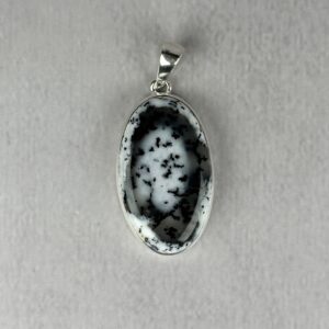 Oval Turkish Dendritic Opal Pendant - 6mm Bail - Handmade .925